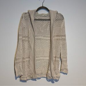 Roxy Cream Open-Knit Cardigan with Hood, Size S